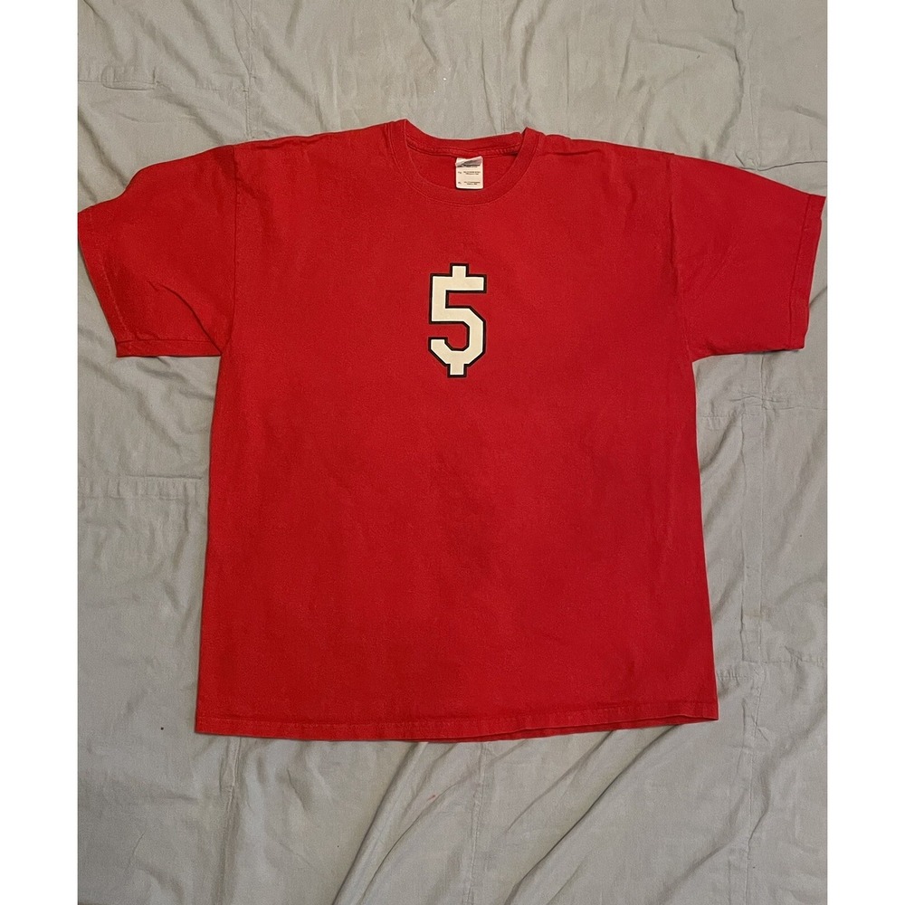 Men's St. Louis Cardinals T-Shirt Albert‎ Pujols #5 Dollar Sign Red Size XL